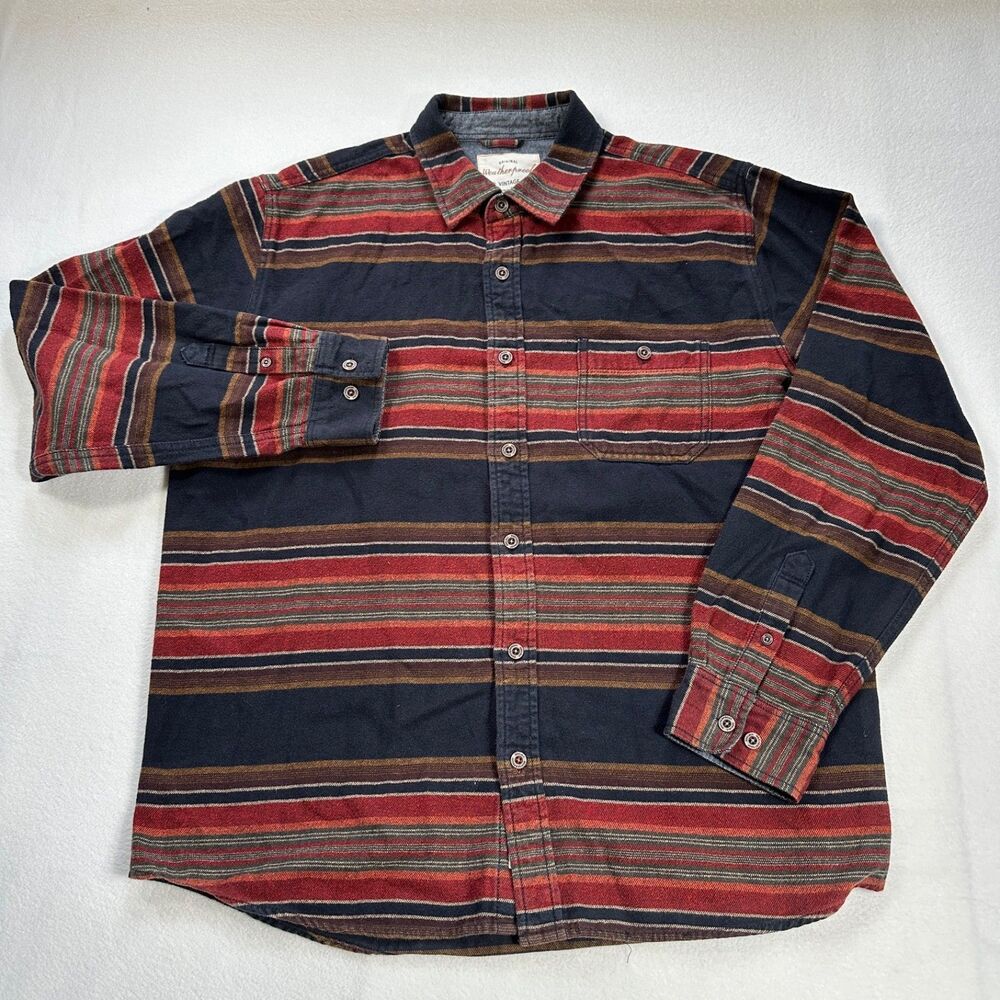 Original Weatherproof Vintage Men's XL Striped Long Sleeve Flannel Shirt
